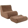 Produktbild: Costway Sitzsack Sessel mit Hocker Teddy-Samt Braun