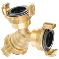 Produktbild: Poppstar Y-Verteiler 3/4 Zoll mit 3-fach Schnellkupplung Bajonettverschluss für Wasserschlauch (Messing blank)