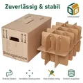 Produktbild: BB-Verpackungen GmbH 5 x Gläserkarton inkl. Einsatz 40 kg Traglast stabiler Umzugskarton Gläserkiste Umzug 2-wellig BB-Verpackungen