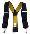 Produktbild: TigerTie Unisex Hosenträger in Y-Form mit 3 extra starken Clips - Farbe in dunkelblau marine gold gepunktet - hochwertige Verarbeitung - Breite 35 mm