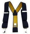 Produktbild: TigerTie Unisex Hosenträger mit 3 extra starken Clips - marine gold gepunktet