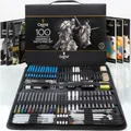 Produktbild: 100-teiliges Zeichen-/Skizzier-Set | Grafit Kohle Pastell Metallic wasserverm...