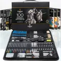 Produktbild: 100-teiliges Zeichen-/Skizzier-Set | Grafit Kohle Pastell Metallic wasserverm...