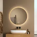 Produktbild: Emke Rund Badspiegel 50cm Antibeschlage Badezimmerspiegel Mit 3 Lichtfarben Helligkeit Einstellbar Memory-funktion