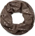 Produktbild: styleBREAKER Damen Loop Schal mit glitzerndem Metallic Sterne All Over Print Muster, Leichter Schlauchschal Einfarbig, Tuch 01016118, Farbe:Dunkelbraun