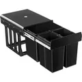 Produktbild: Tectake Abfallsammler Ashlyn 3 Fach Mülltrennung  2x8L und 1x15L Vollauszug Mit Teleskopschienen  48 x 35 x 35 cm Schwarz