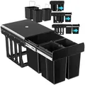 Produktbild: tectake® Abfallsammler, Mülleimer 3 Fächer, Mülltrennsystem Küche, für Schrank, Mülleimer Küche ausziehbar, Einbaumülleimer, Abfalleimer Küche. Mülleimer Küche Unterschrank - 2x 8L + 15L