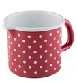 Produktbild: Riess, 0040-077, Schnabeltopf ø 12cm, PÜNKTCHEN ROT, Rot, Emaille, Vol. (rec.): 1,0 Liter, Made in Österreich, LBH: 18,7x13,5x11,5cm, 0,430kg, Kanne mit Henkel, Deckel, Induktionskocher kompatibel