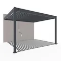 Produktbild: Weide Deluxe Wandpergola 3x3,6 m stabil aus Aluminium - Terassenüberdachung Pavillion mit Lamellendach - Garten Sonnenschutz Terasse - Wetterfest wasserdicht Winterfest - Grillpavillon in Anthrazit