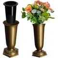 Produktbild: Grabvase aus Kunststoff, Blumenvase mit einlage, 13 cm, Gold - Kadax
