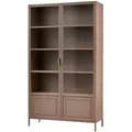 Produktbild: Vitrine Ronja aus Metall, modernes Industrial Design, Military Brown, mit Glastüren und Magnetverschluss