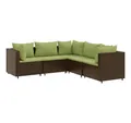 Produktbild: vidaXL Gartenlounge-Set 5-tlg. Garten-Lounge-Set mit Kissen Braun Poly Rattan, (1-tlg)