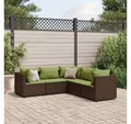 Produktbild: vidaXL Gartenlounge-Set, 5-tlg. Garten-Lounge-Set mit Kissen Braun Poly Rattan