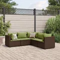 Produktbild: 5-tlg. Garten-Lounge-Set mit Kissen Braun Poly Rattan
