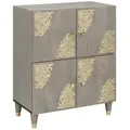Produktbild: vidaXL Sideboard Grau und Gold 60 x 33 x 75 cm Massivholz Mango