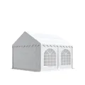 Produktbild: Festzelt Partyzelt 5x4 m Premium, hochwertige PVC Plane 750 N in weiß 100% wasserdicht mit Bodenrahmen