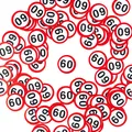 Produktbild: Deko zum 60. Geburtstag – rotweißes Konfetti mit VerkehrsschildOptik Zahl 60 ...