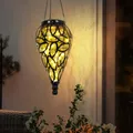 Produktbild: Hängeleuchte Außen Solarlampe Terrassenleuchte Tropfenform schwarz amber LED