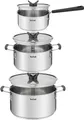 Produktbild: Tefal Topf-Set G7376S Opti'Space, Edelstahl (Set, 6-tlg., Stielkasserolle 16 cm, Kochtopf 20/24 cm, je mit Deckel), Thermo-Fusion-Boden, für alle Herdarten inkl. Induktion