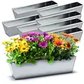 Produktbild: BigDean 8er Set Zink Paletten Blumenkästen - Einsatz 38cm groß Silber - aus Metall verzinkt - Zinkkasten Pflanzkasten Balkonkasten Blumentopf für Europaletten