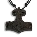 Produktbild: Island Piercings Mjölnir Thors Hammer Anhänger Echte Handarbeit aus Holz inkl. Band PB341