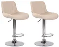 Produktbild: CLP 2er Set Barhocker Lentini Kunstleder drehbar mit Höhenverstellung,creme chrom