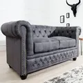 Produktbild: riess-ambiente Chesterfield 2er Sofa 150cm antik grau mit Knopfheftung und Federkern 2-Sitzer Zweisitzer Couch - Grau