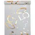 Produktbild: (1,79 €/m) Tischläufer Tischband 50. Geburtstag Vlies 30 cm x 5 m - weiß / gold
