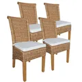 Produktbild: Amago home Esszimmer Stühle Set 4 Stück Rattanstühle Esstisch Stühle Perth braun Korbstühle Farbe mit Sitzkissen