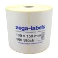Produktbild: zega-labels Thermo Etiketten - 100 x 150 mm - 500 Stück je Rolle - Kern Ø 25 mm - Versandetiketten stark haftend - mit Perforation - Druckverfahren: Thermodirekt (Verwendung ohne Farbband)
