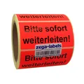 Produktbild: Warnetiketten / Versandetiketten - 500 Stück je Rolle Versandaufkleber Leuchtrot