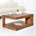 Produktbild: Massiver Edelholz Couchtisch GIANT L 90cm natur Sheesham stone finish mit Ablage