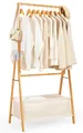 Produktbild: Yorbay Kleiderständer Bambus Garderobenständer mit Aufbewahrungskiste, Freistehender, (Kleiderständer mit Stoffsäcken, Faltbarer Garderobe), zum Aufbewahren von Kleidung 80 x 45 x 177 cm