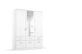 Produktbild: Rauch Möbel Bremen Schrank Drehtürenschrank Kleiderschrank in Weiß mit Spiegel und 6 Schubladen 3-türig, inklusive Zubehörpaket Basic 2 Kleiderstangen, 2 Einlegeböden BxHxT 136 x 199 x 58 cm