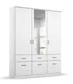 Produktbild: rauch Drehtürenschrank BREMEN, B 136 cm x H 199 cm, Alpinweiß, 3 Türen, 6 Schubladen, mit Spiegel