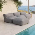 Produktbild: Modulares Ecksofa mit 3 Sesseln und 1 grauem Hocker - Oviala Mixi