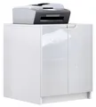 Produktbild: Vladon Kommode Logan (Aktenschrank, mit 2 Fächern und 2 Türen), Druckerschrank Weiß matt/Weiß Hochglanz (51 x 60,5 x 54 cm)