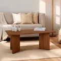 Produktbild: Couchtisch MESA aus Massivholz 110 x 45 x 60 cm dunkelbraun - minimalistischer Sofatisch aus Holz, Wohnzimmer Tisch mit angwinkelten Beinen