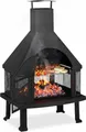 Produktbild: Relaxdays Terrassenofen mit Grill, Feuerstelle mit Funkenschutz, Schürhaken, massiv, Stahl, 110 x 63 x 51 cm, schwarz