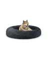 Produktbild: lionto Donutbett für Hunde und Katzen, Flauschiges Hundebett rund für kleine und große Heimtiere, Ø 120 cm, weiches Katzenbett aus kuscheligem Plüsch, Hundekissen mit extra Dicker Füllung, dunkelgrau