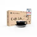 Produktbild: MUVELL 6x Milchkaffeetassen | schwarz | Italian Style | dickwandig & schwer | spülmaschinenfest | Caffé Latte Set mit Untertassen - Geschenkset