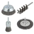 Produktbild: Drahtbürstenset 4tlg. silber 4 st Wolfcraft Stahl Stahl Bohrmaschinen