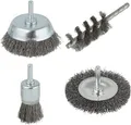 Produktbild: Wolfcraft 2133000 Drahtbürsten Set 4-teilig Rundschaft 6 mm Bohrmaschine Zubehör