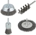 Produktbild: Wolfcraft Wolfcraft Drahtbürste mit runder Welle 4-teilig 2133000