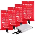 Produktbild: wucgea Notstand Löschdecke für küche - 4 Packung Feuerlöschdecke DIN EN 1869:1997 Sicherheit Glasfaser Brandschutzdecke für Fettbrände Auto Schule Kamin Grill Büro Garage Schweißen Lager 1,0m x 1,0m…