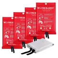 Produktbild: Feuerlöschdecke 1,0 x 1,0 m 4er-Set Fiberglas weiß EN 1869:1997 für Küche
