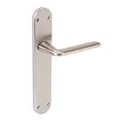 Produktbild: Emuca - Türgriffe für Innenttüren, Türgriff-Set mit Platten 43x250 mm für Zimmertüren, Aluminium und Zamak, satiniertes Nickel.