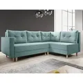 Produktbild: Easy4You Ecksofa Baldur L-Form Minze – 235x93x145 cm - Schlafsofa mit Bettkasten und Schlaffunktion - Eckcouch mit Stauraum, Holzfüße und Kisse... - Grün