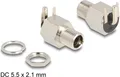 Produktbild: Delock Steckverbinder DC 5,5 x 2,1 mm Buchse zum Einbau Lötversion gewinkelt - Sechskant 20 V / 10 A (90179)