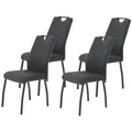 Produktbild: 4er-Set Polsterstühle - anthrazit - Webstoff Esszimmerstuhl Küchenstuhl